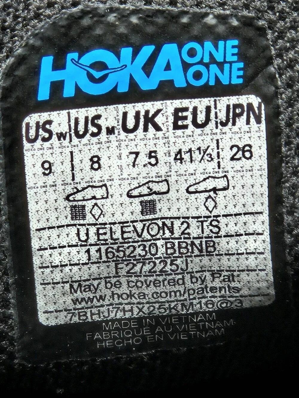 Hoka Elevon 2 TS Running Shoes (Unisex) Mens 8 / Womens 9 Black - New In Box